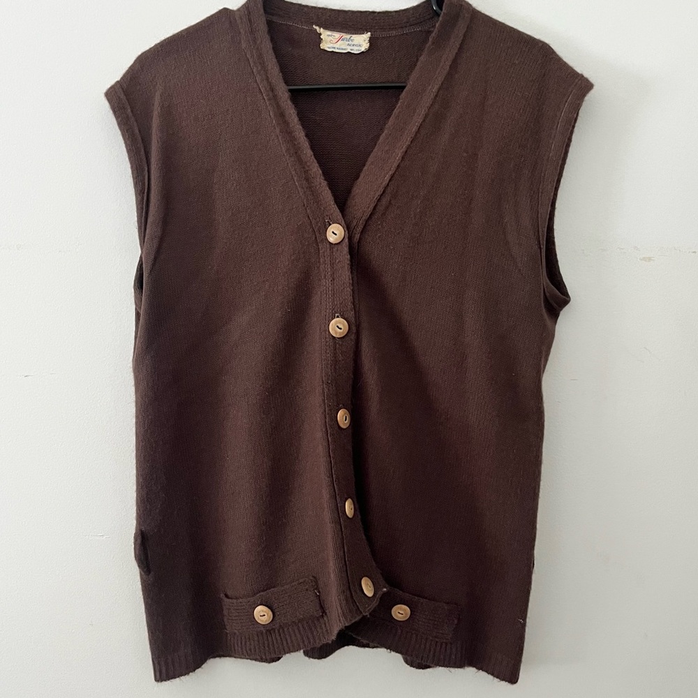 Rare vintage brown Button-Up Vest size large to XL